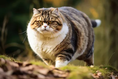 Large Tabby Cat Walking Outdoors