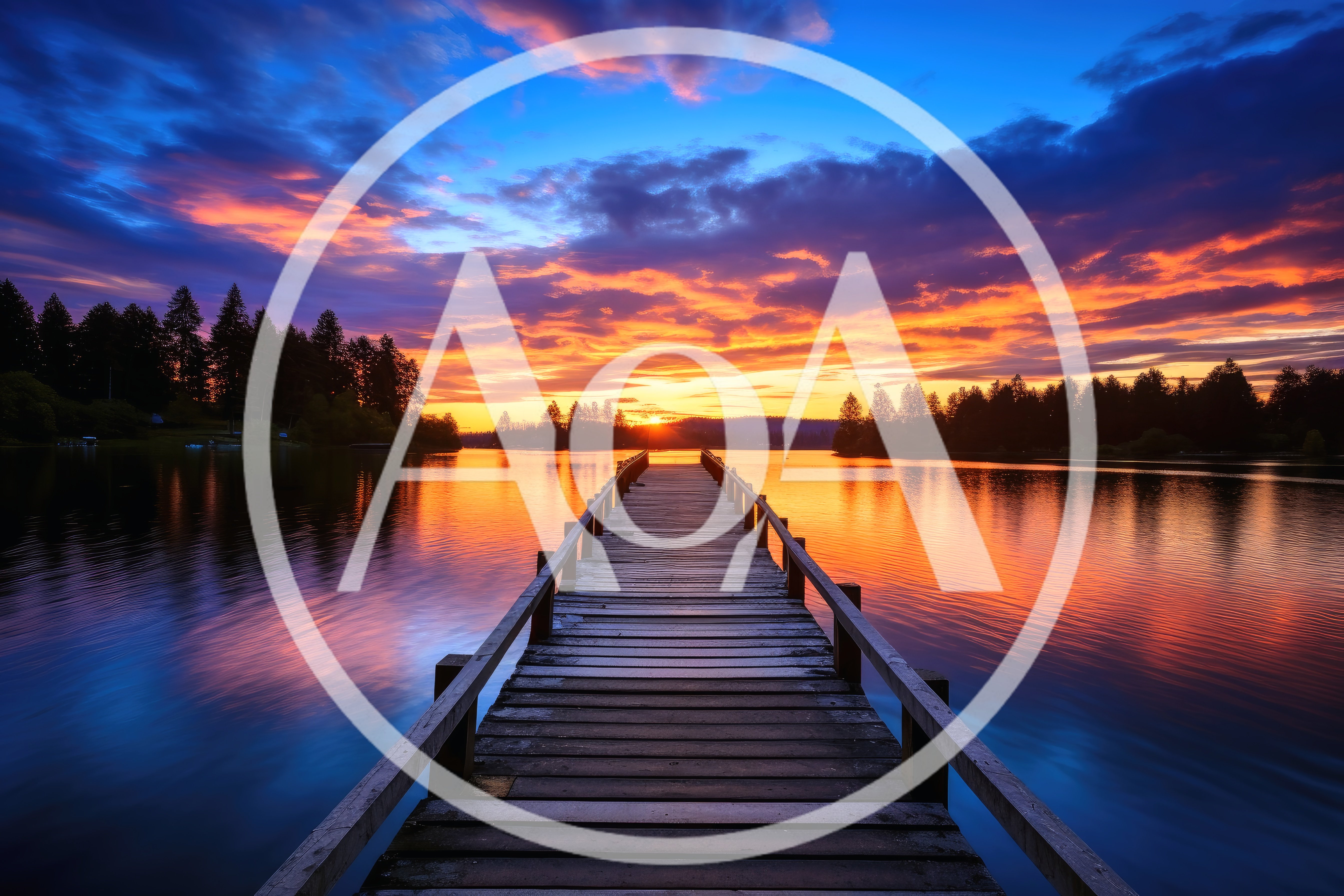 Wooden Pier Extending Into A Calm Lake At Sunset