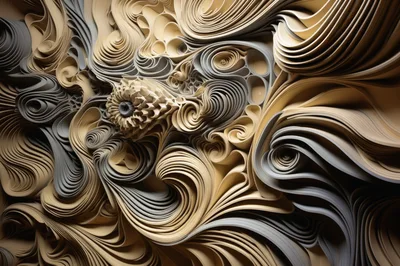 Abstract 3D Paper Quilling Swirls Background
