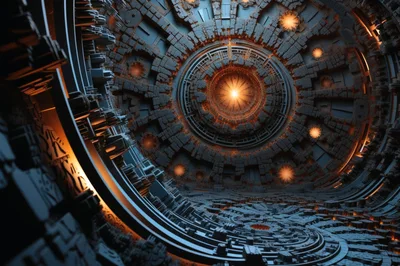 Futuristic Sci-Fi Megastructure Interior With Glowing Core