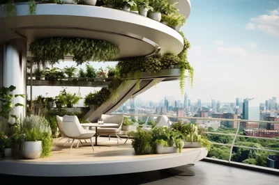 Modern Luxury Balcony With Lush Vertical Garden