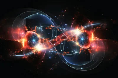 Abstract Infinity Symbol With Cosmic Energy Particles