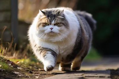 Fluffy Tabby Cat Walking Outdoors