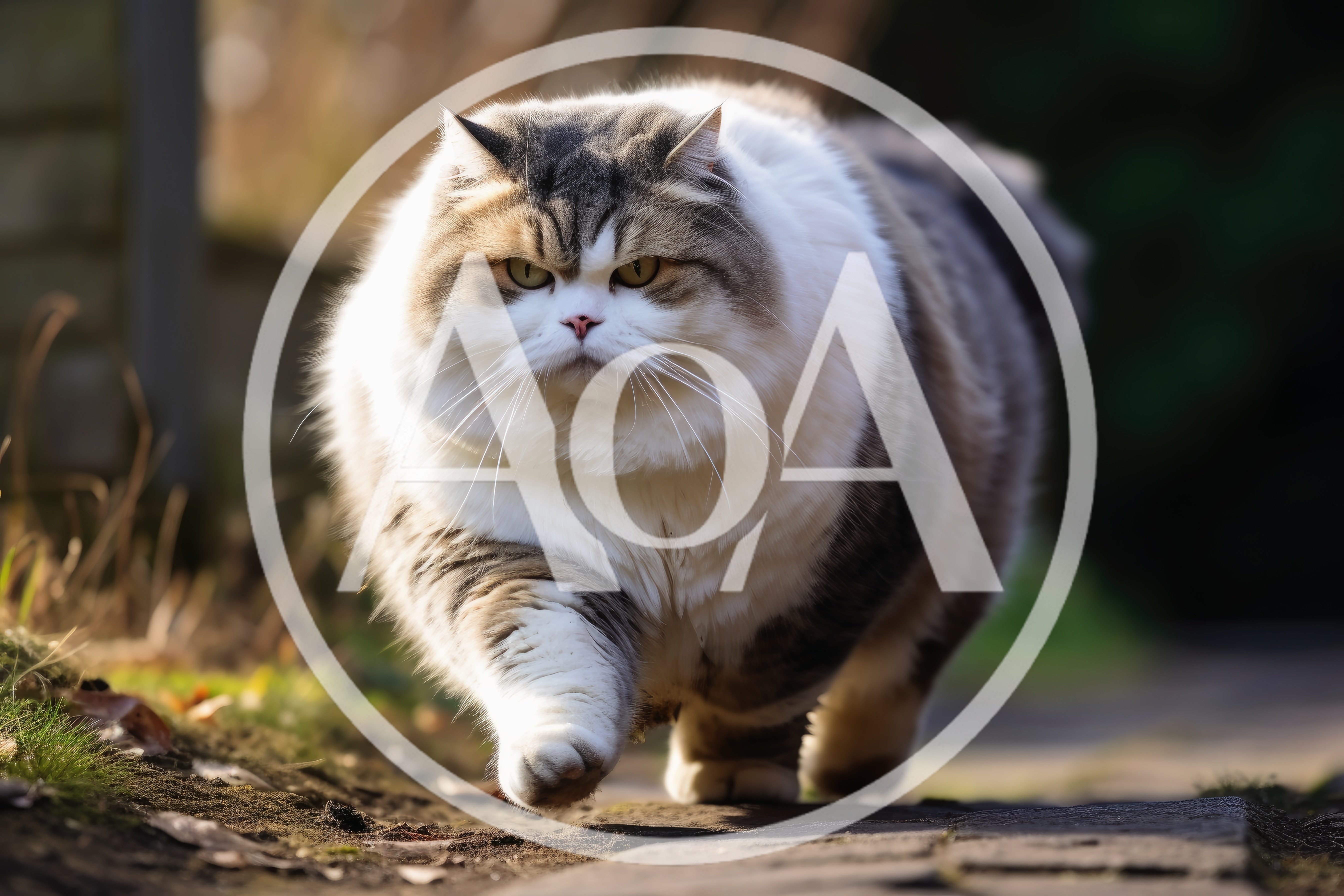 Fluffy Tabby Cat Walking Outdoors