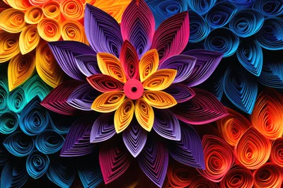 Intricate Paper Quilling Flower Art Design