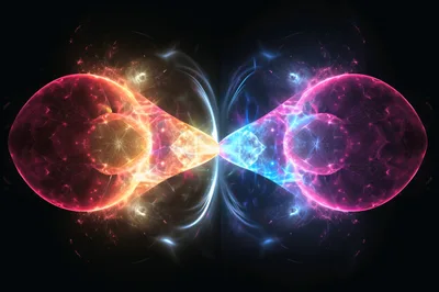 Abstract Fractal Energy Field With Glowing Dual Spheres