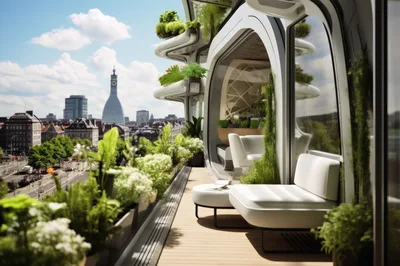 Modern Luxury Balcony With City Skyline View