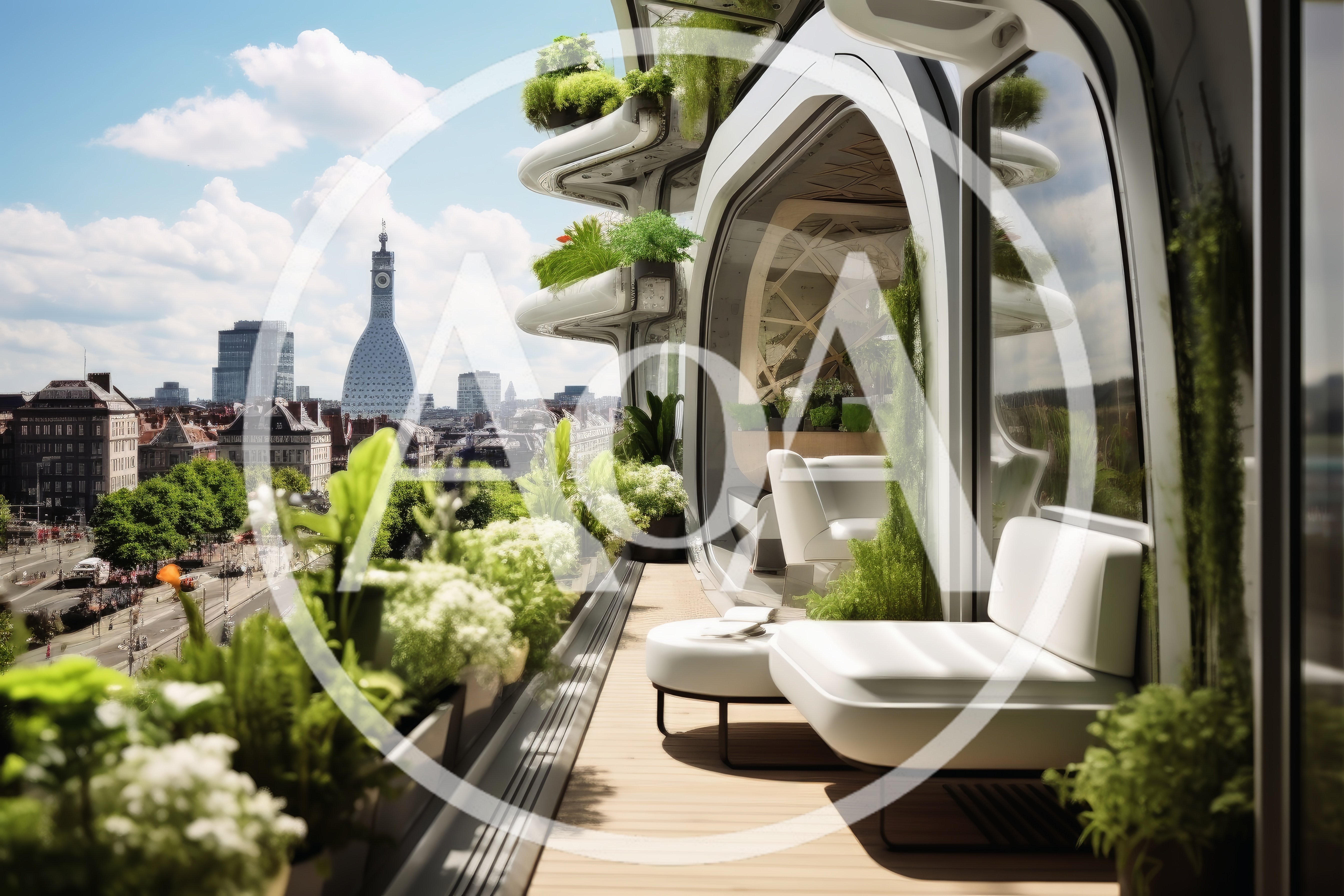 Modern Luxury Balcony With City Skyline View