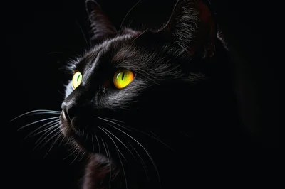 Close Up Portrait Of A Black Cat