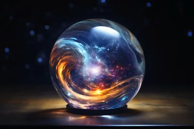 Crystal Ball Containing A Swirling Cosmic Nebula