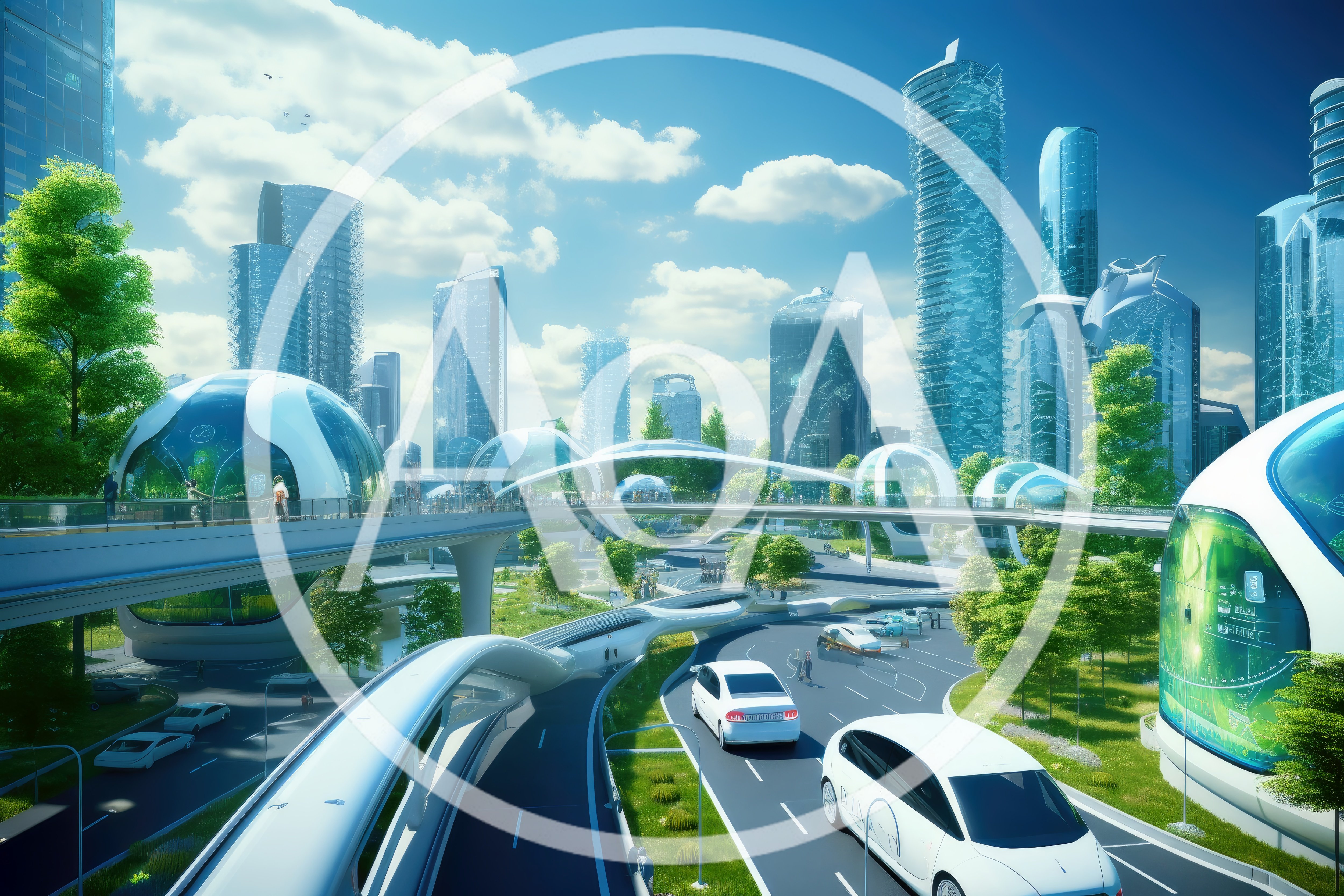 Futuristic Eco-Friendly Cityscape With Advanced Transportation