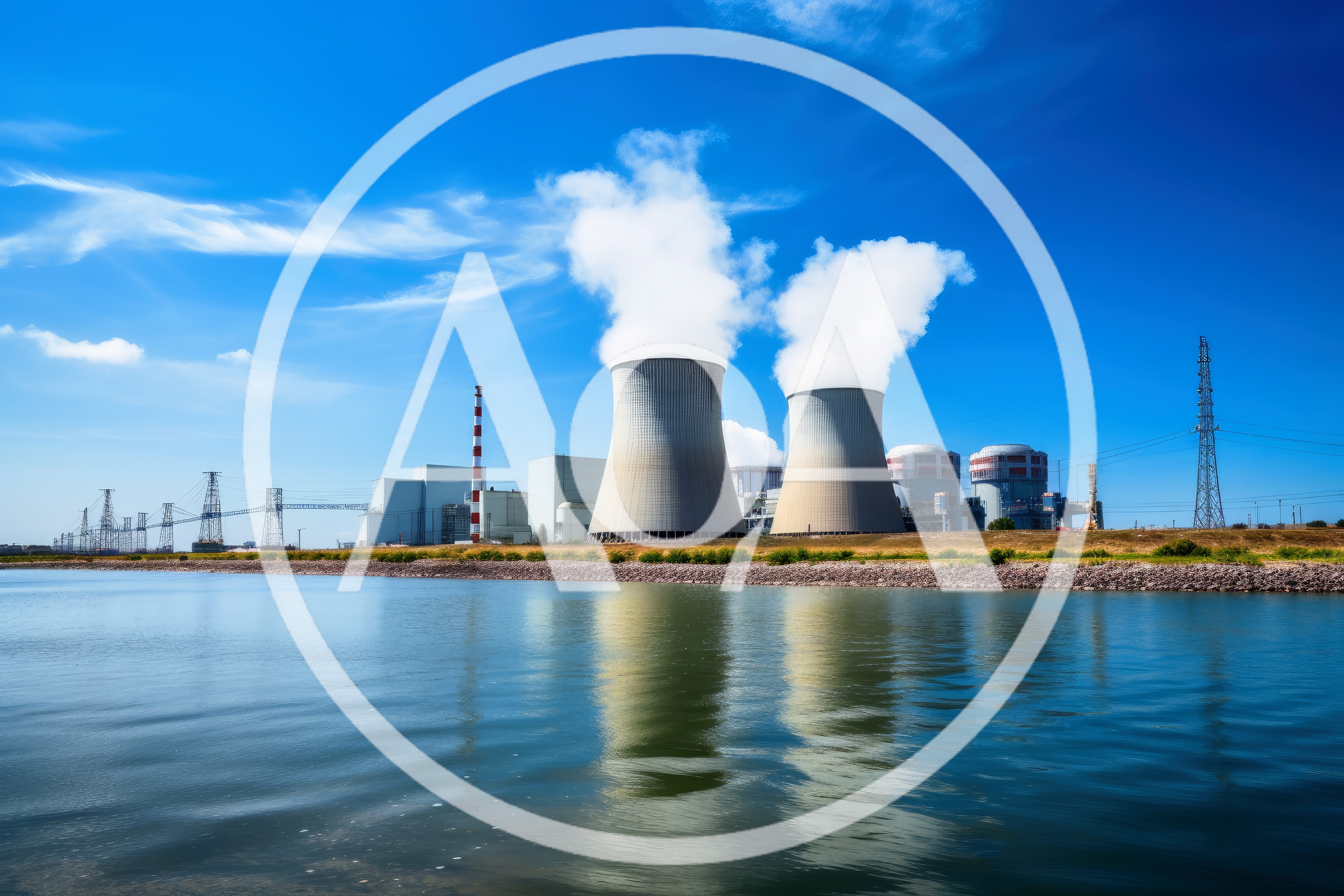 Nuclear Power Plant Cooling Towers By A River