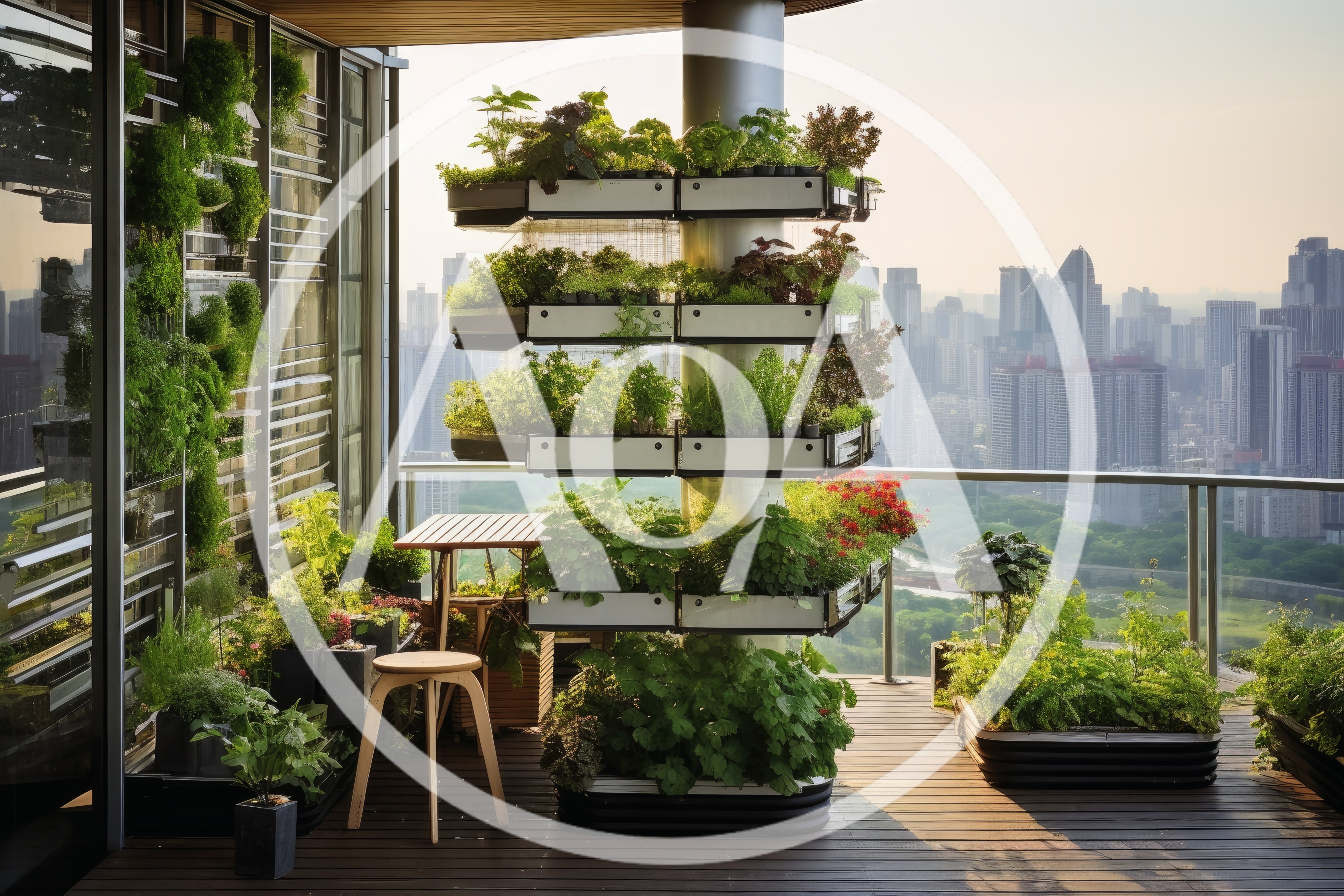 Modern Urban Balcony Garden With Vertical Planters