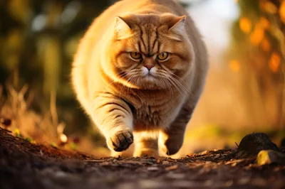 Majestic Ginger Cat Walking Along A Forest Path