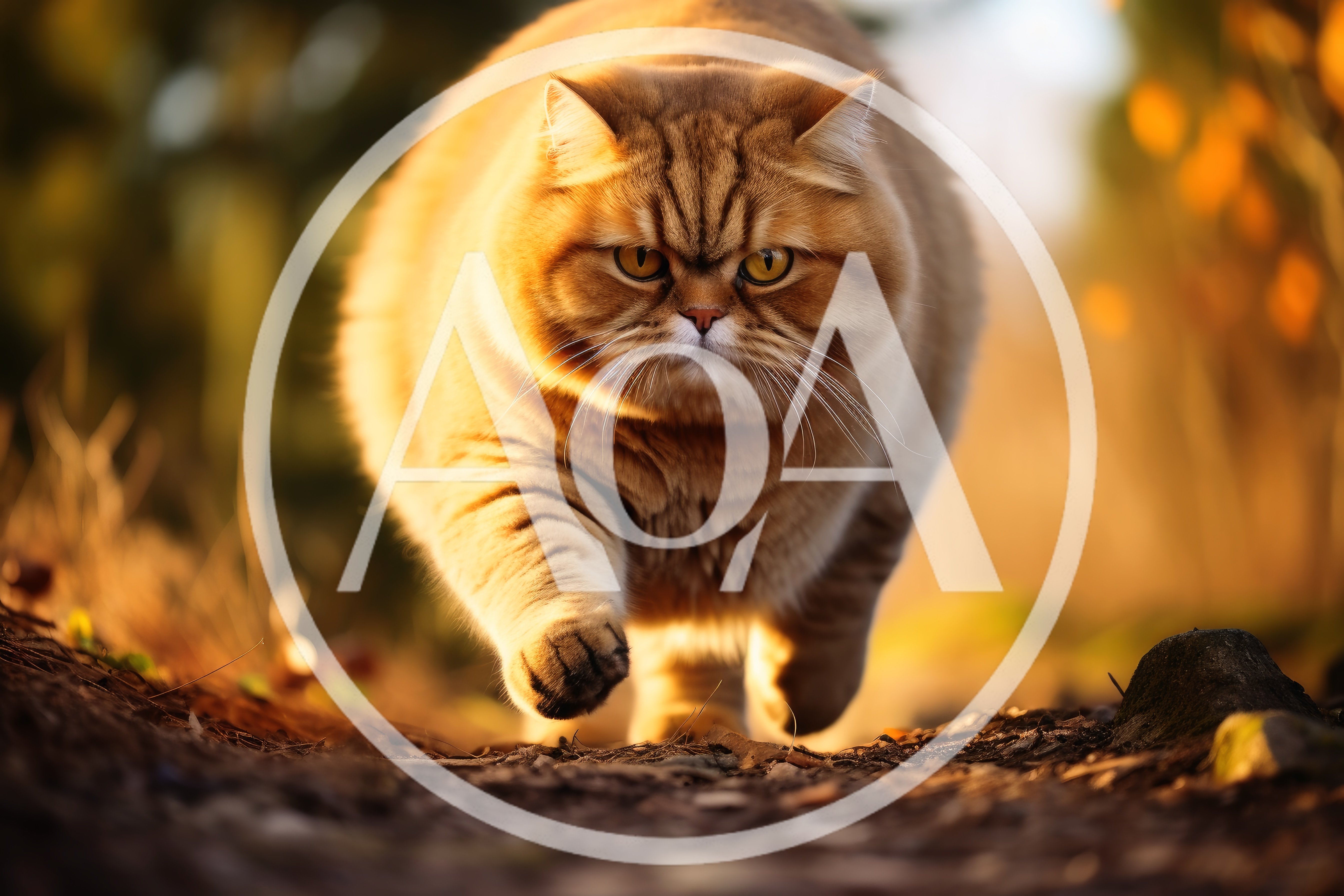 Majestic Ginger Cat Walking Along A Forest Path