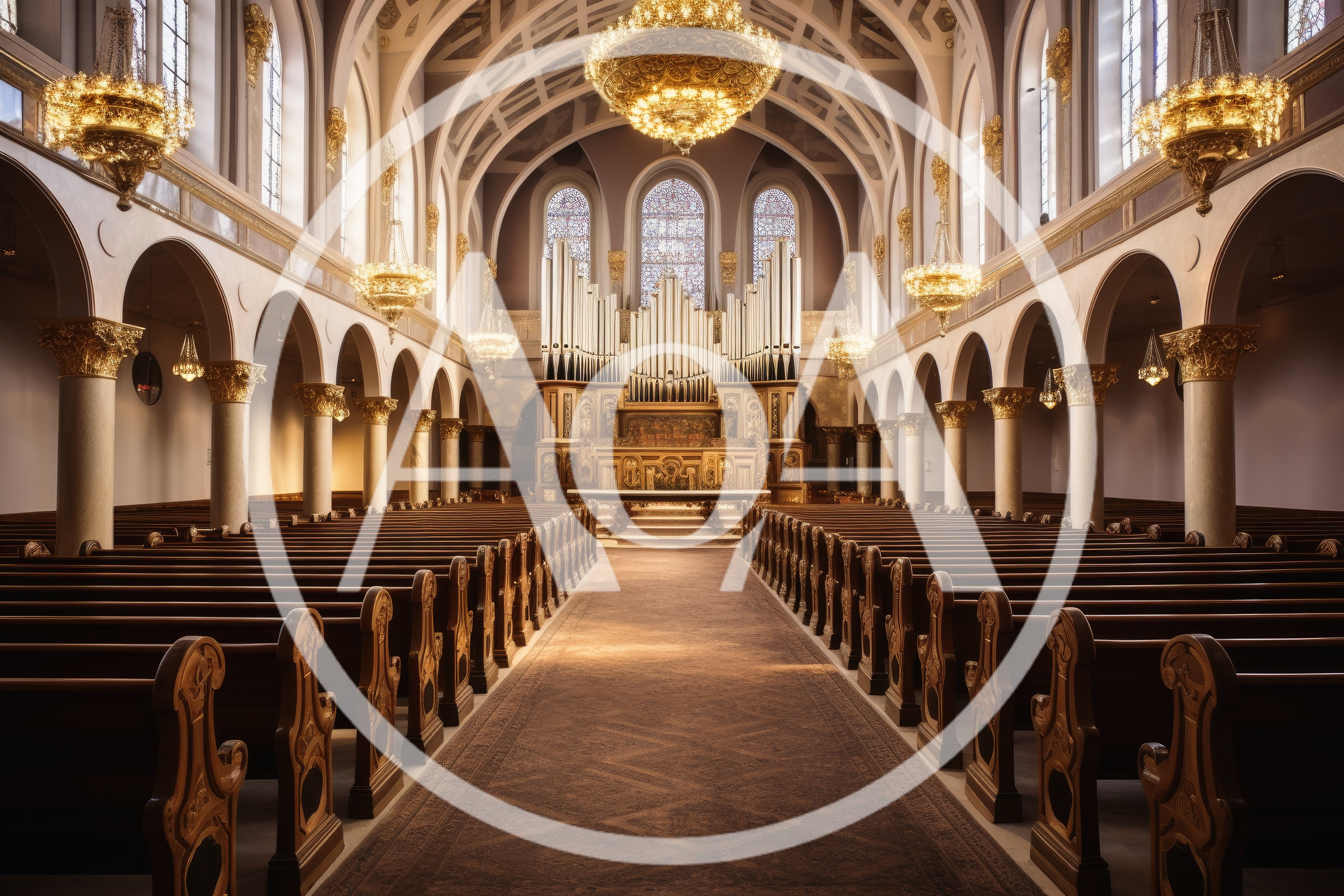 Interior View Of A Grand Traditional Church Sanctuary
