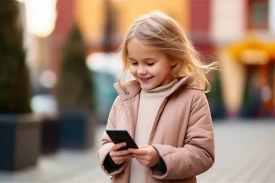 Young Girl Using Smartphone Outdoors