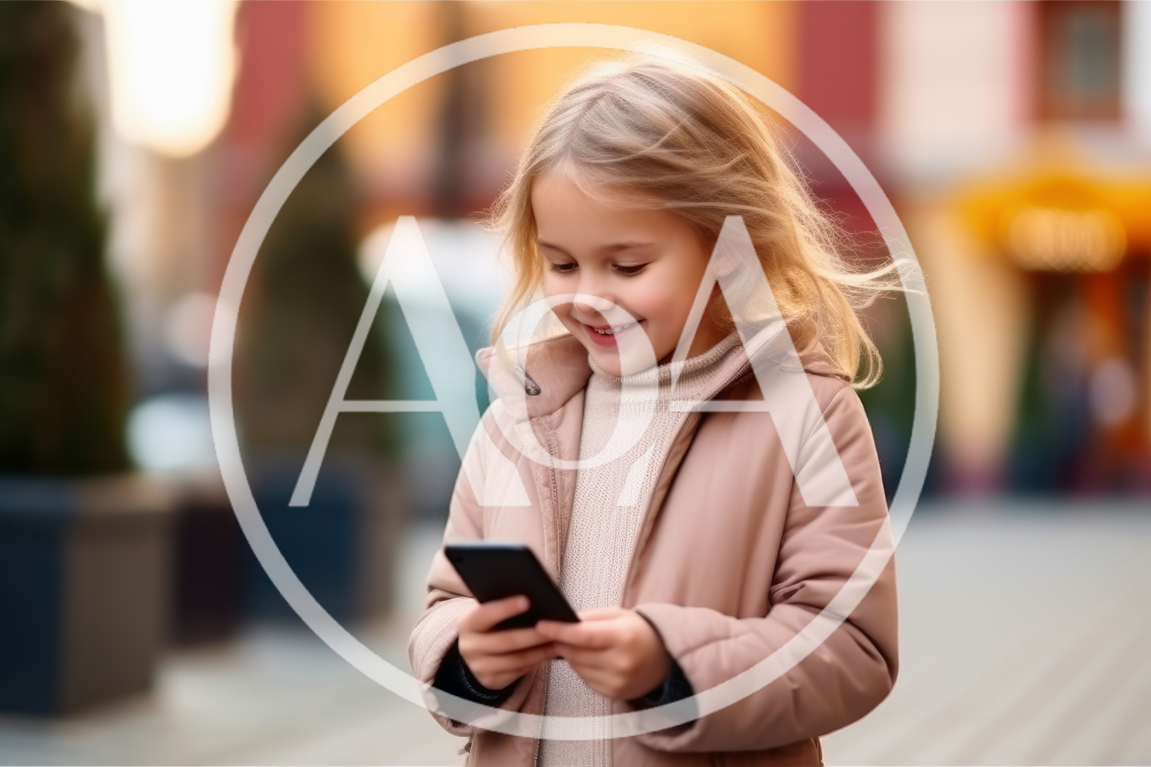 Young Girl Using Smartphone Outdoors