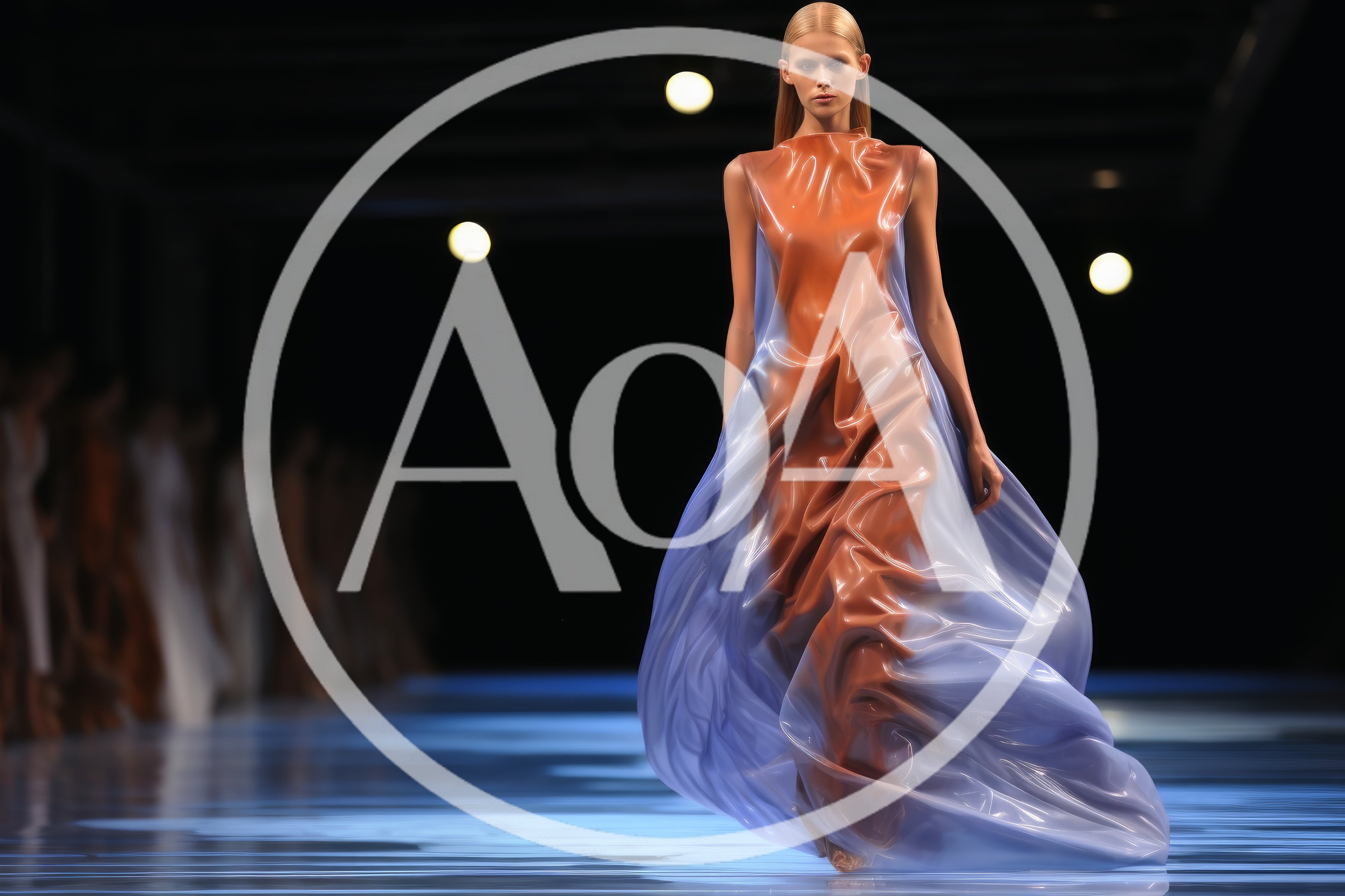 Fashion Model Walking Down Runway In Futuristic Dress