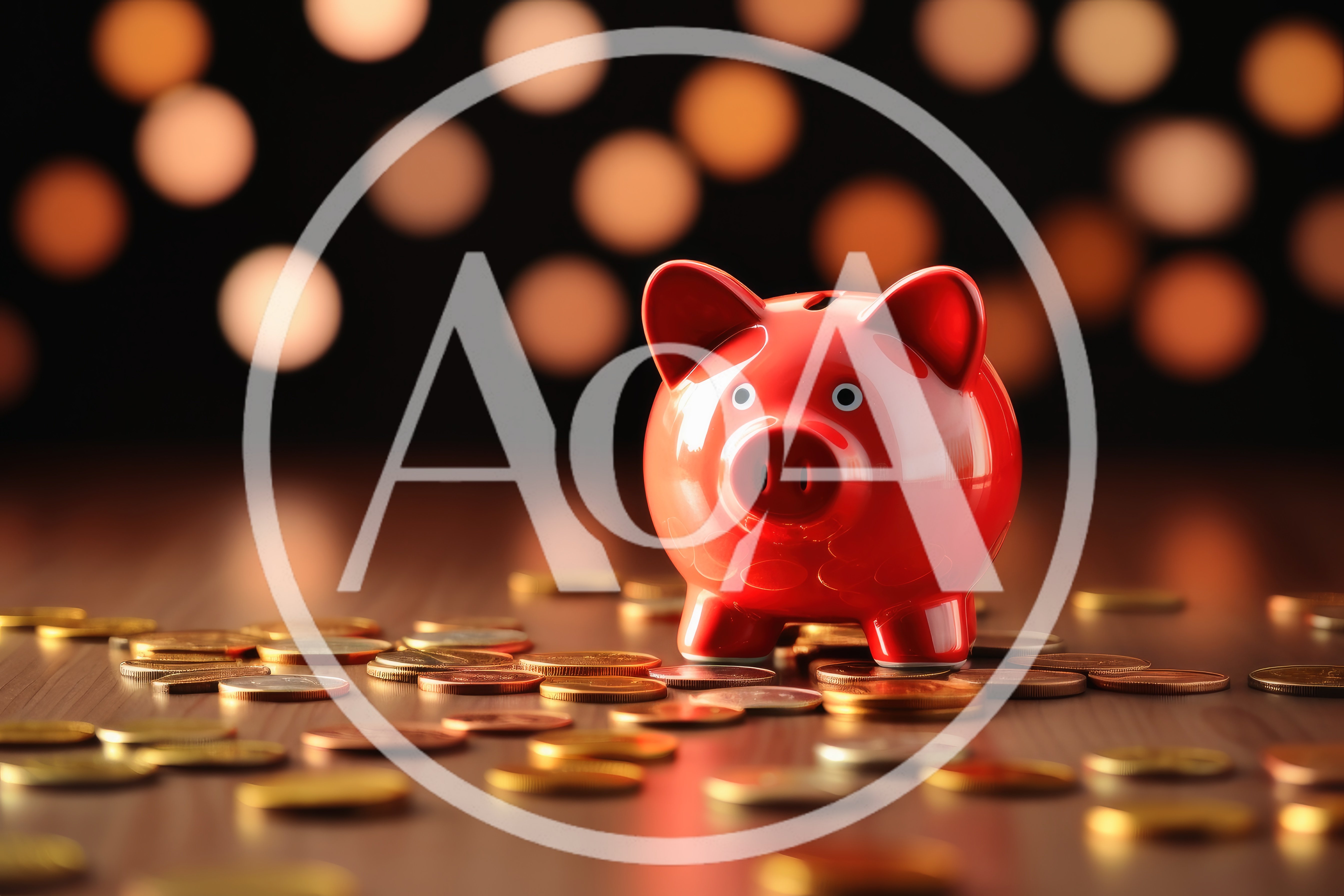 Red Piggy Bank Surrounded By Scattered Gold Coins
