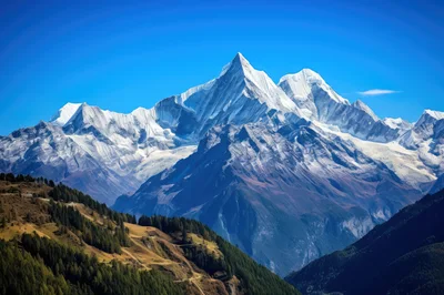 Majestic Snow Capped Peaks Of The Himalayas