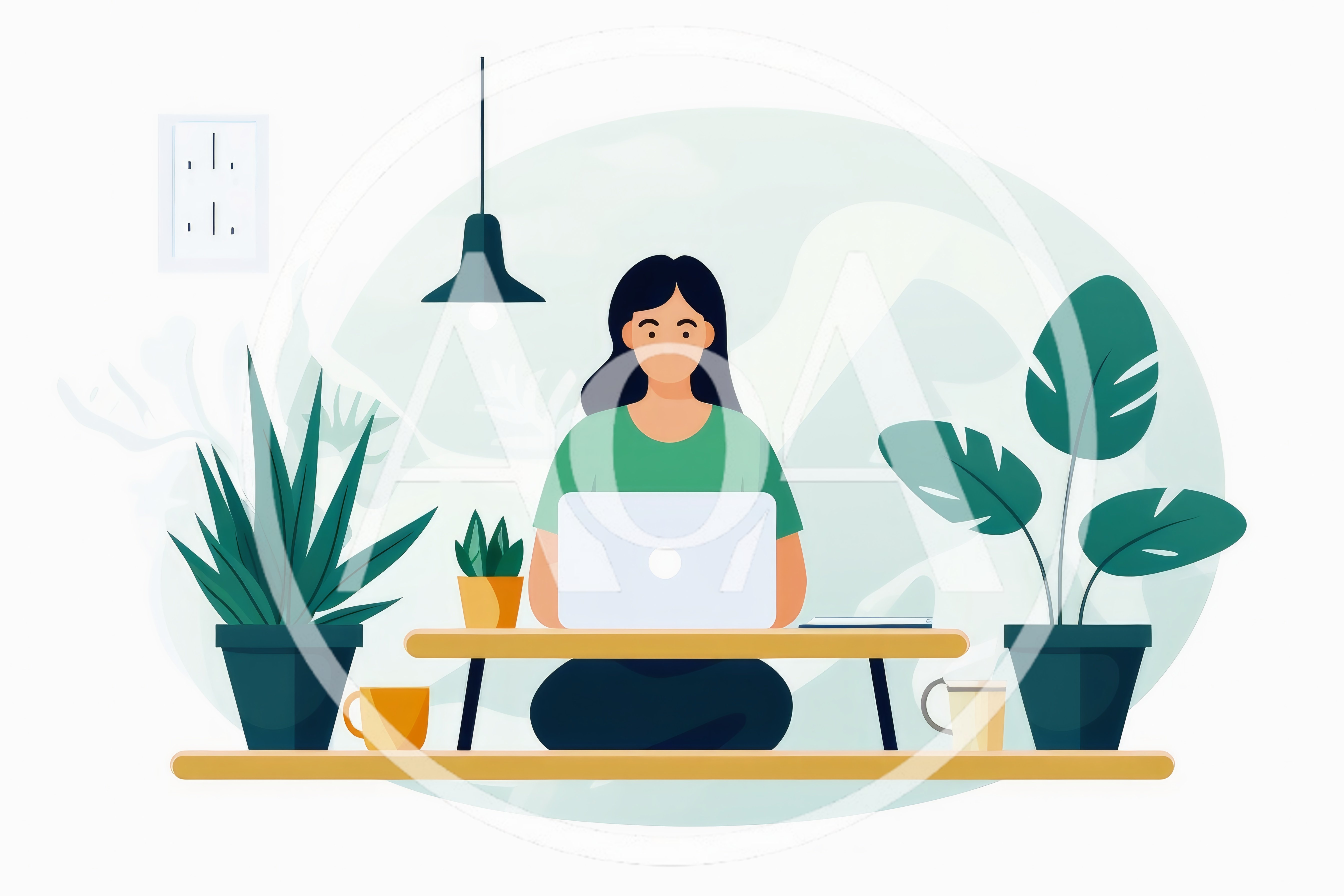 Woman Working On Laptop At Home Desk