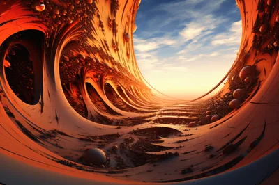 Surreal Alien Landscape With Organic Curved Structures
