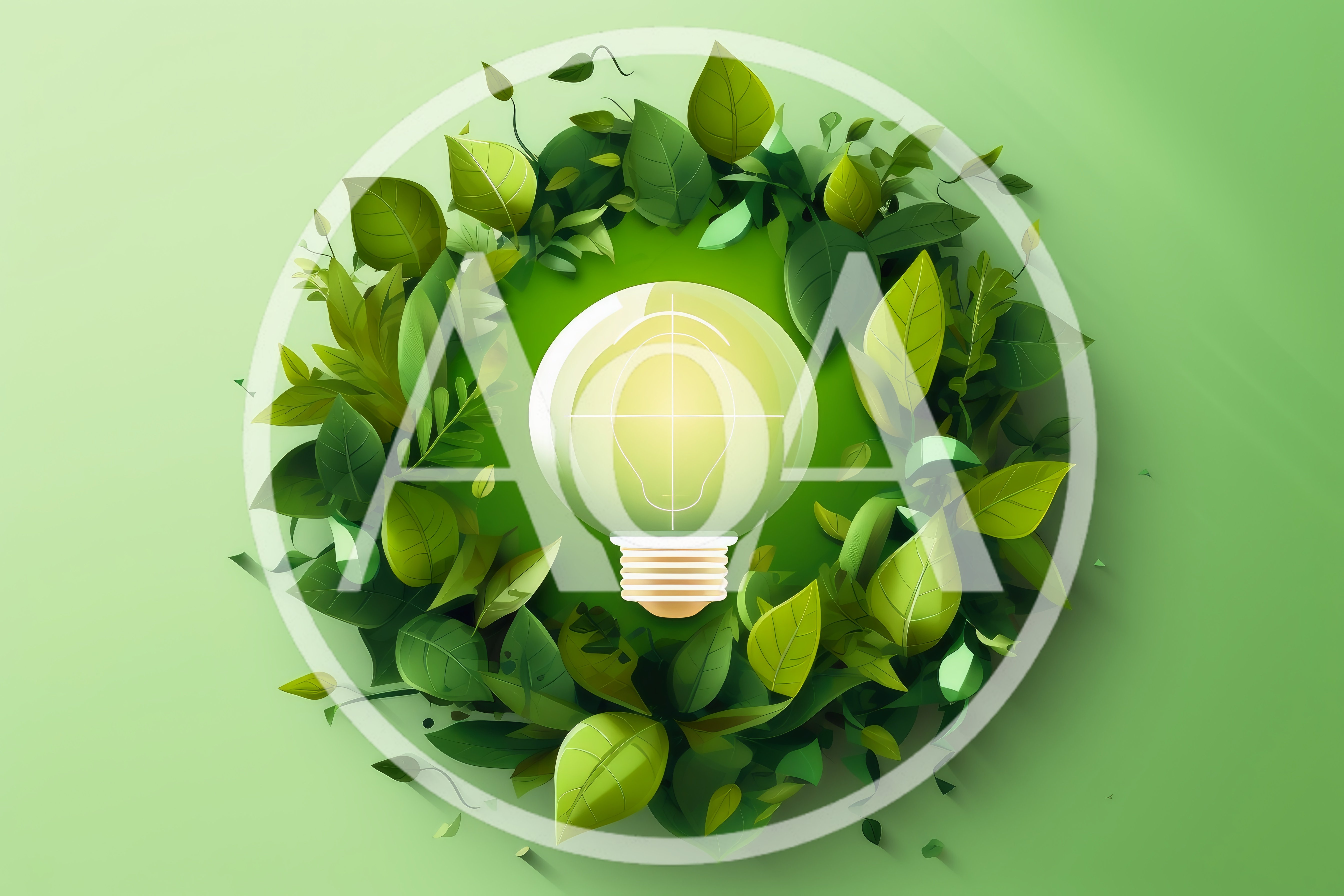 Light Bulb Surrounded By Green Leaves