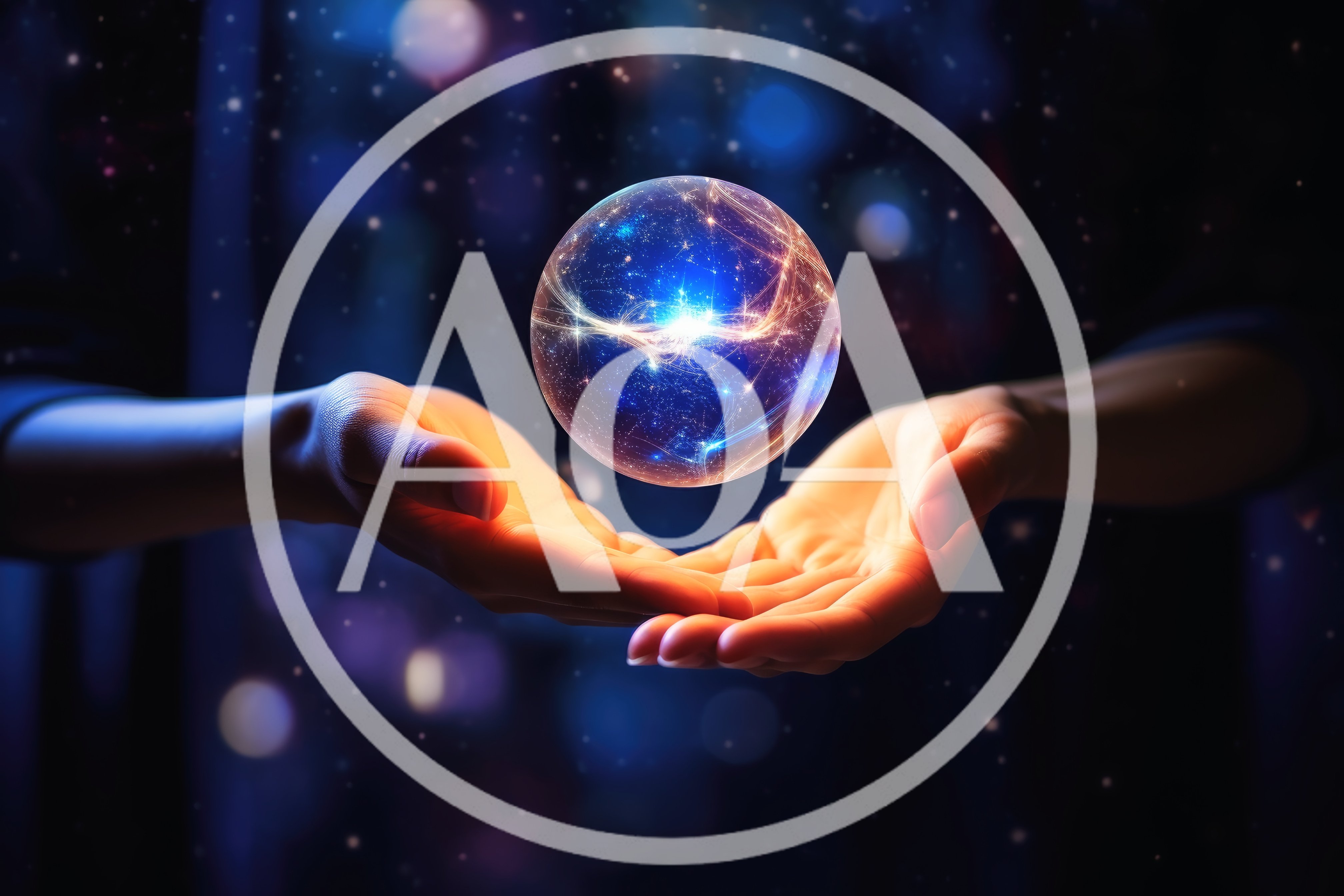 Hands Holding A Glowing Cosmic Energy Sphere