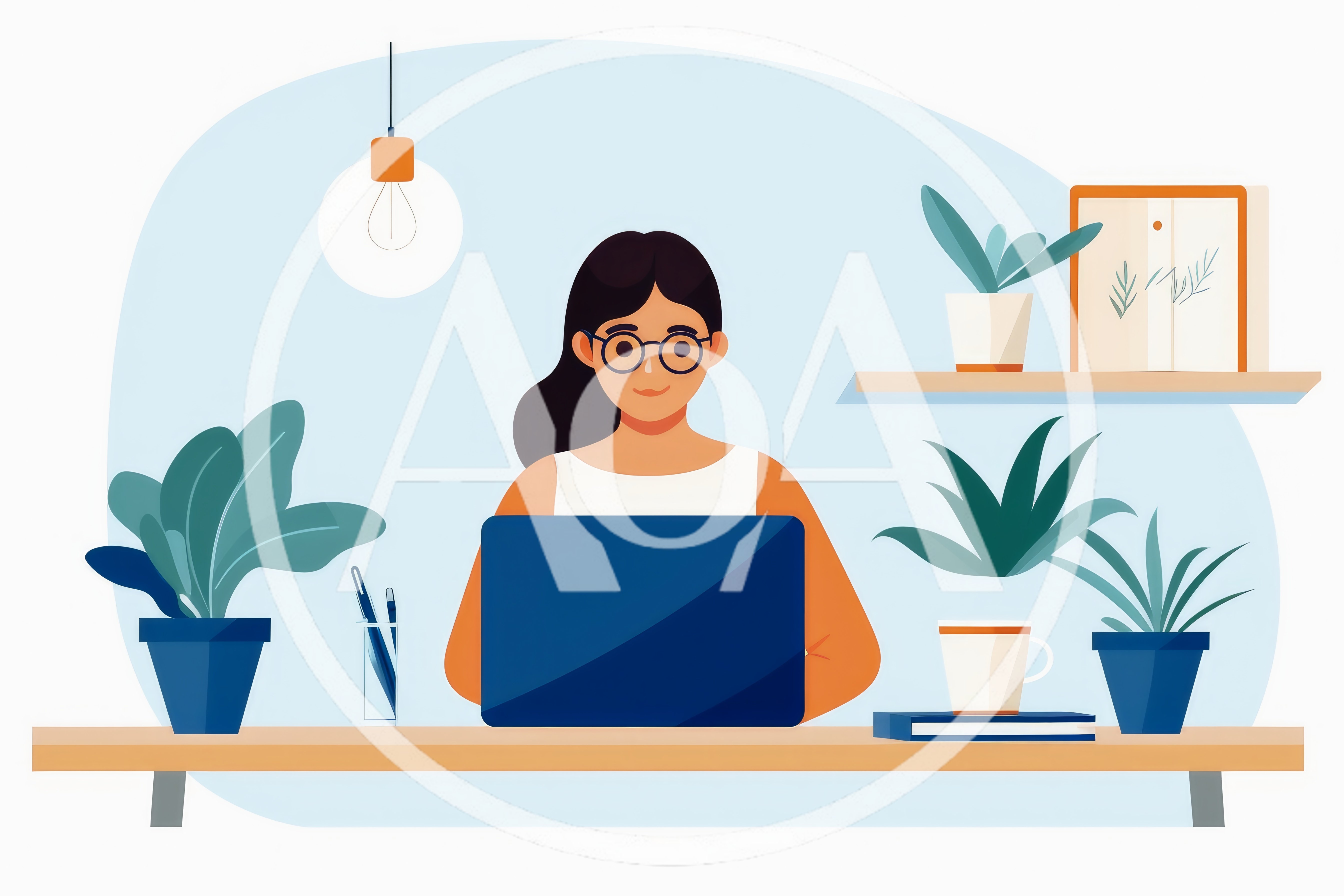 Woman Working On Laptop At Home Office Desk
