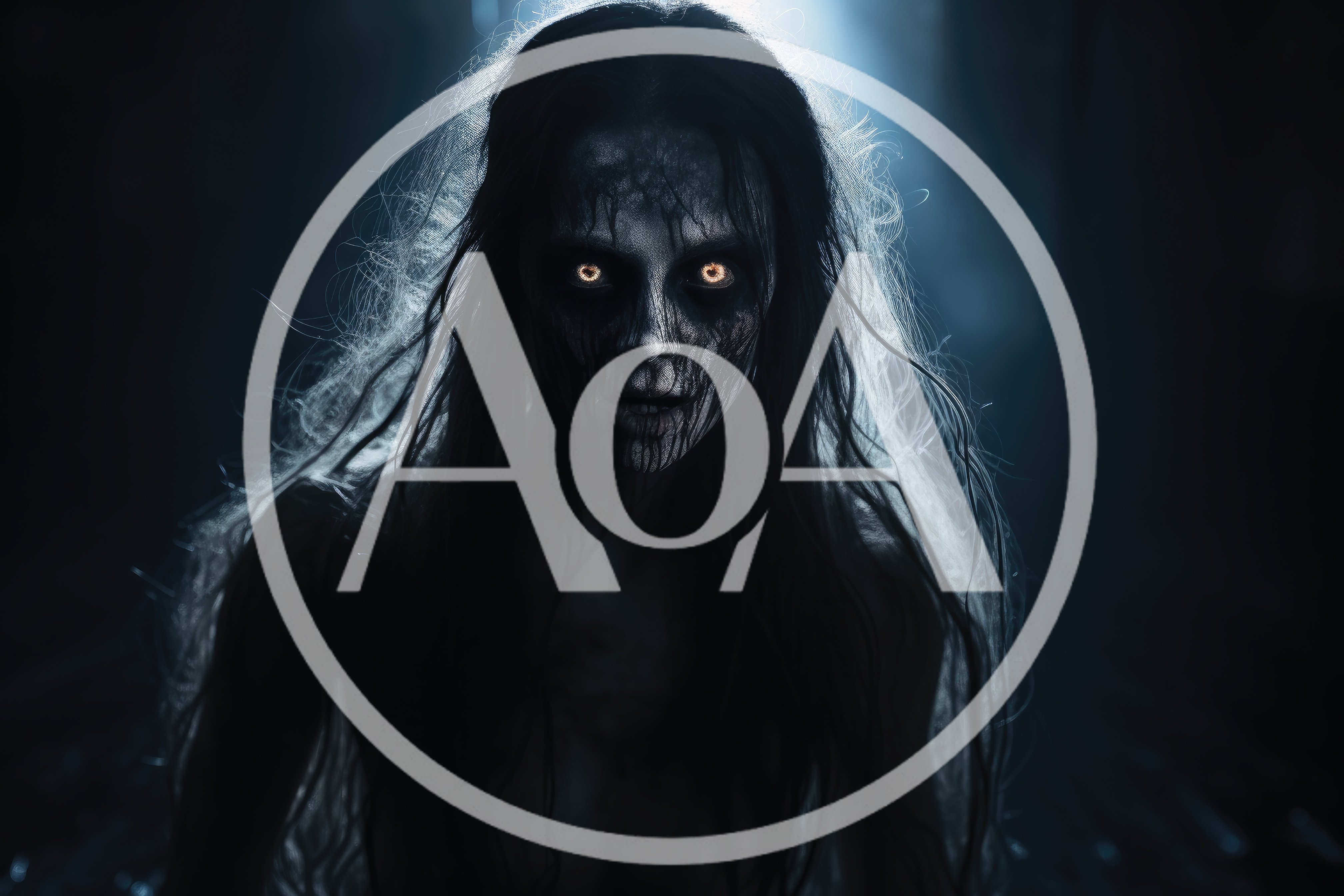 Eerie Supernatural Entity With Glowing Eyes In Darkness