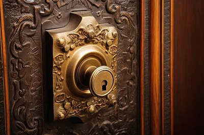 Ornate Antique Brass Door Lock Mechanism