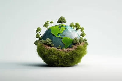 Conceptual Earth Globe With Lush Green Vegetation