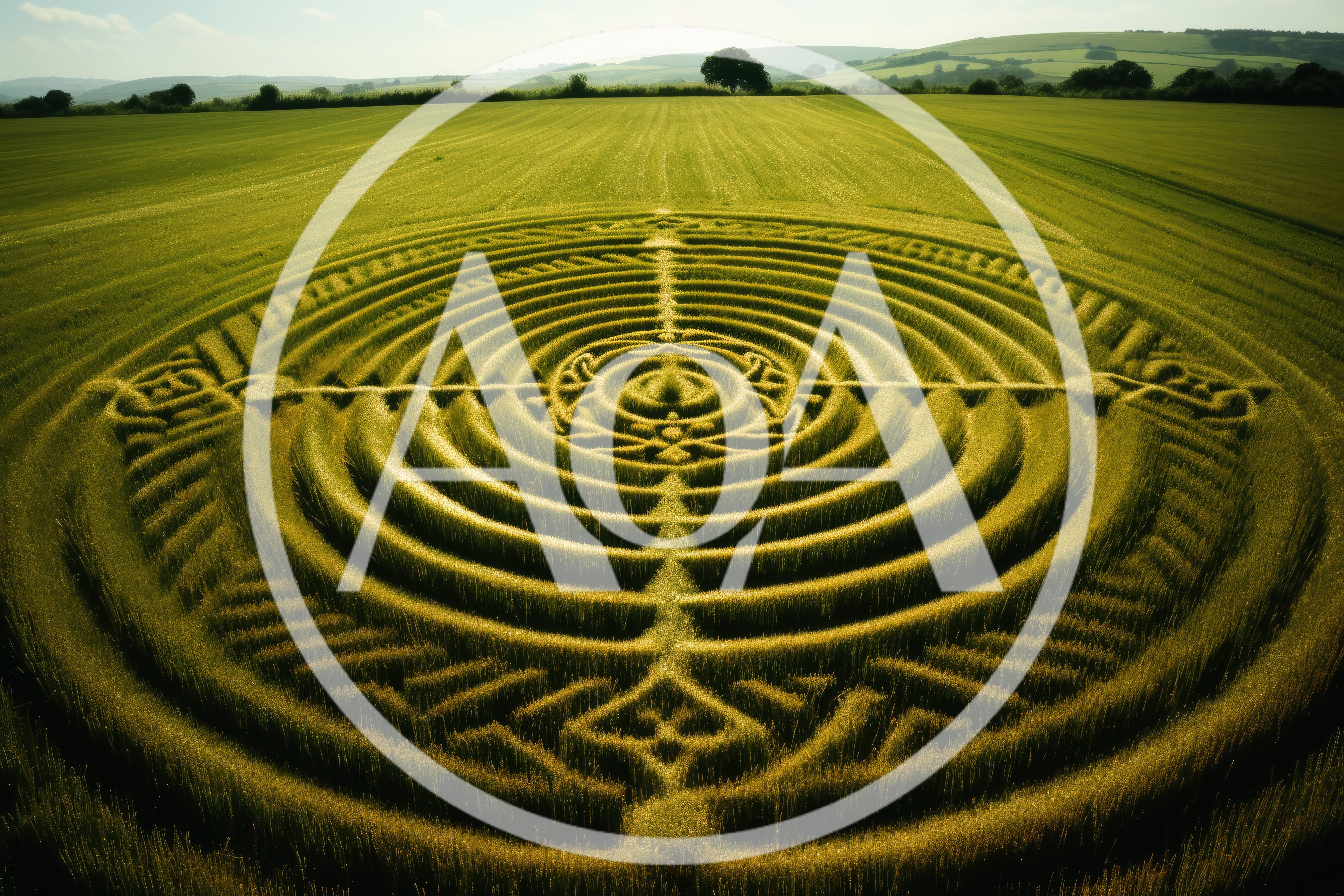 Intricate Crop Circle Pattern In A Golden Wheat Field