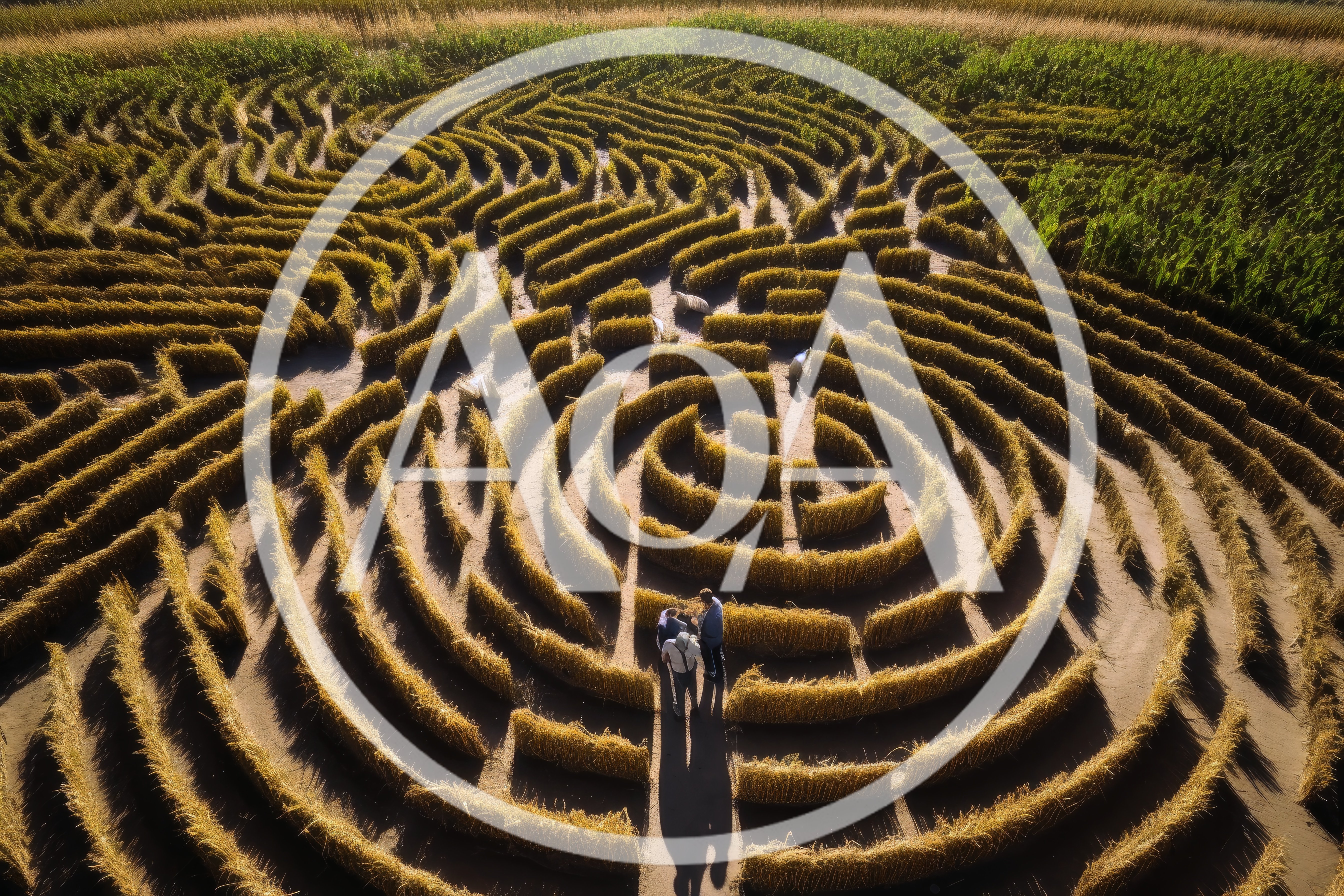 Aerial View Of People In A Corn Maze