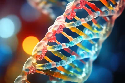 3D Rendered DNA Double Helix Structure