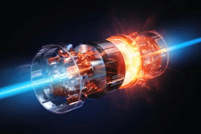 Futuristic Particle Accelerator Core With Glowing Energy Beam