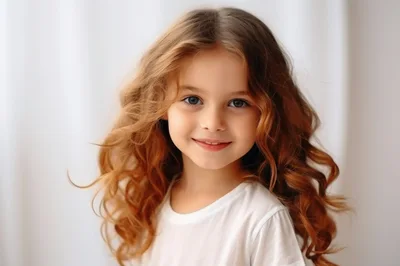 Portrait Of A Smiling Young Girl With Curly Hair
