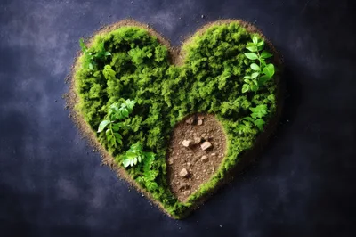 Heart Shaped Patch Of Moss And Soil