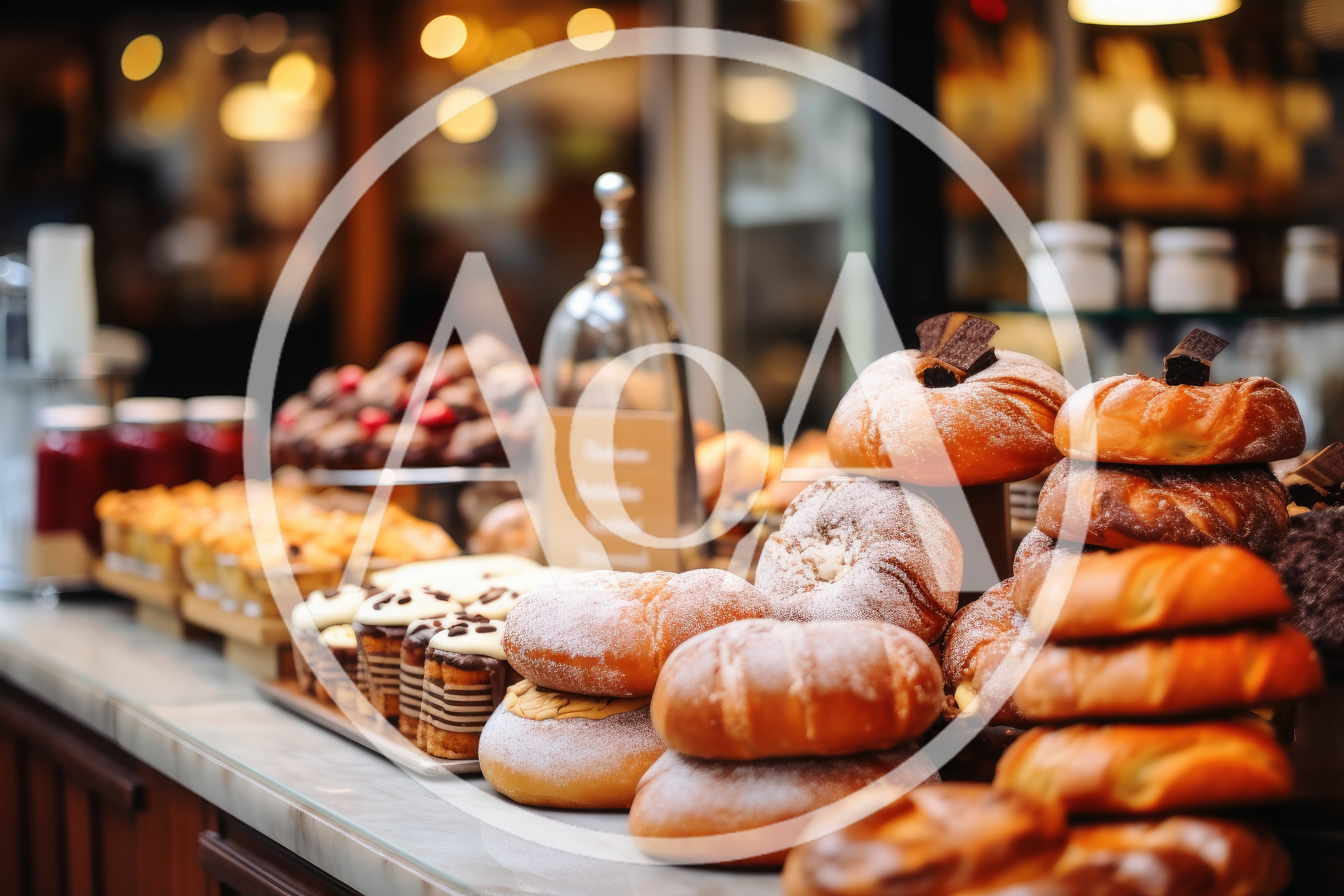 Freshly Baked Pastries Displayed In A Bakery Shop