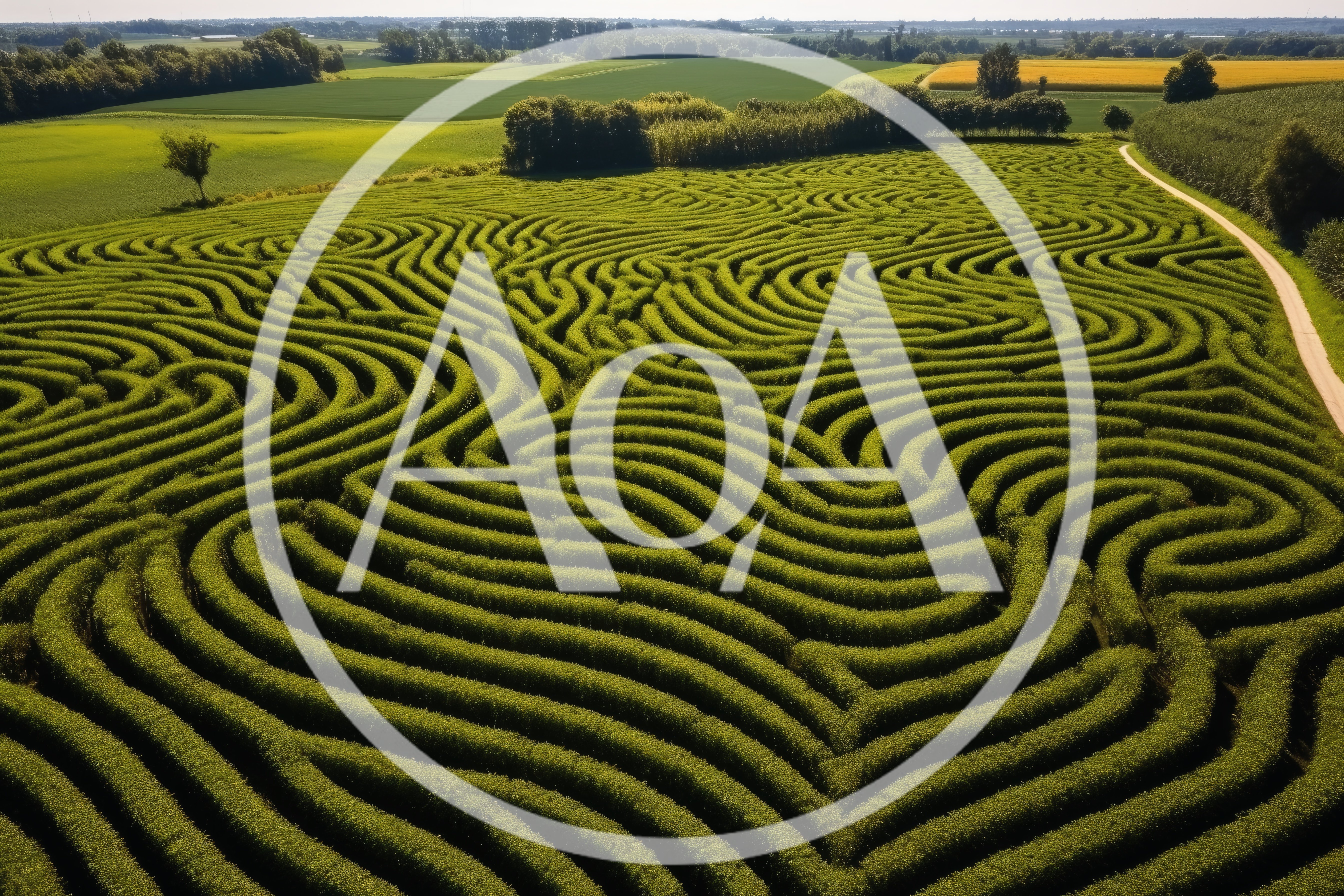 Aerial View Of A Large Green Hedge Maze