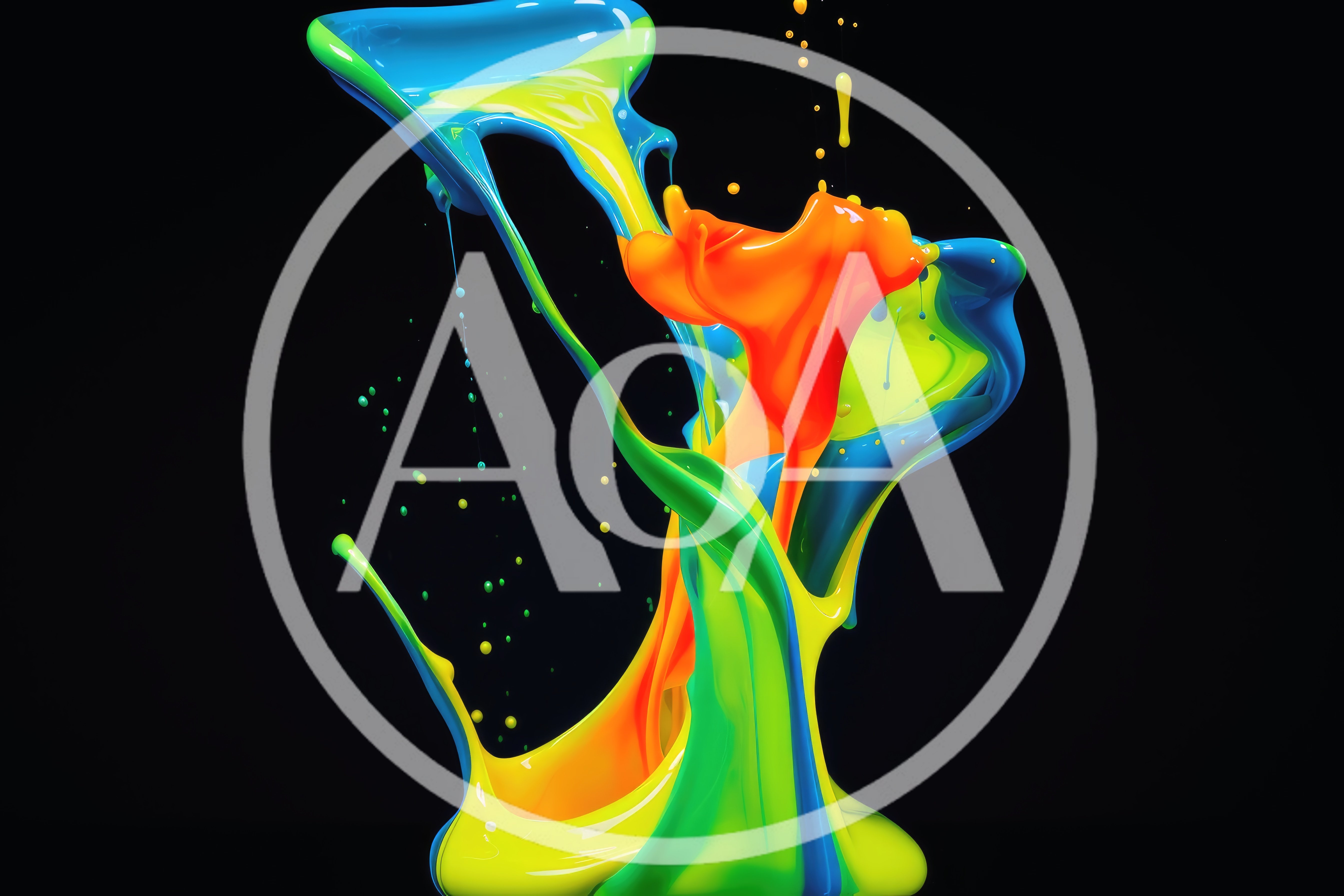 Vibrant Multi-Colored Paint Splash Against Black Background