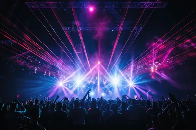 Crowd Dancing At An Electronic Music Festival