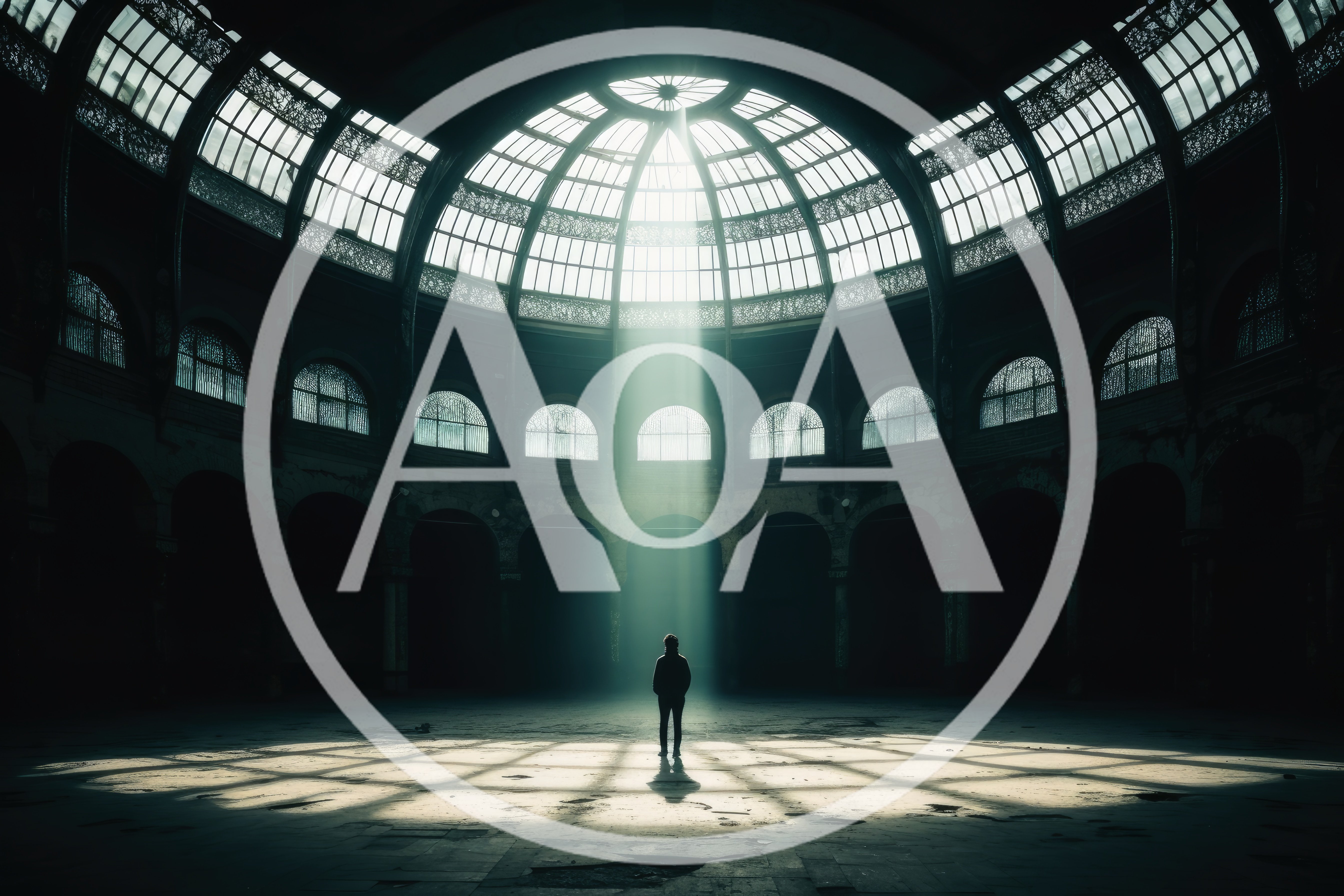 Silhouette Of A Person Standing In An Abandoned Rotunda