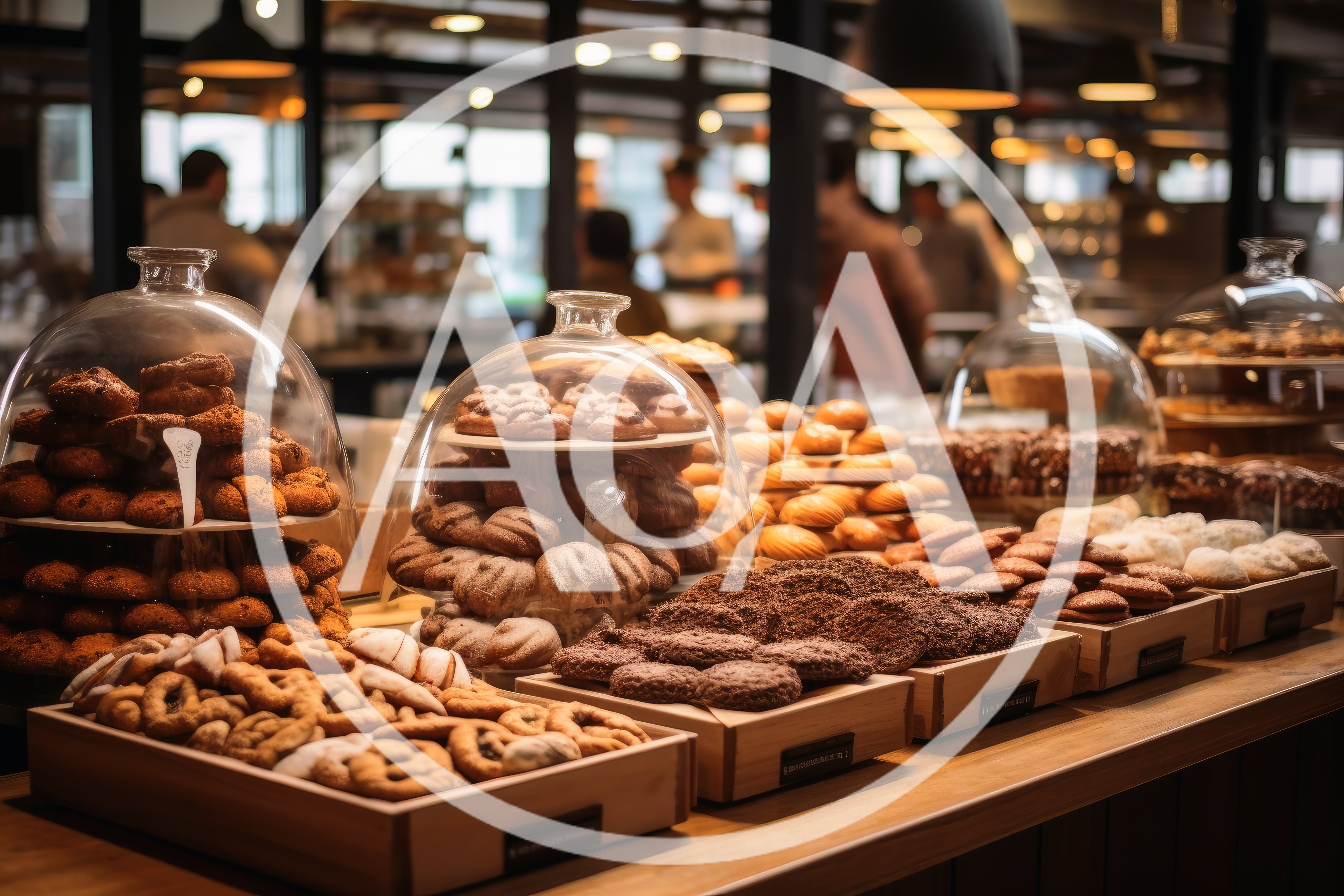 Assorted Pastries Displayed In A Modern Bakery