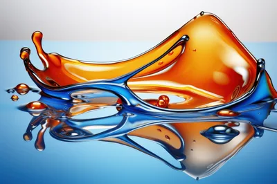 Abstract Liquid Splash Of Orange And Blue Fluids