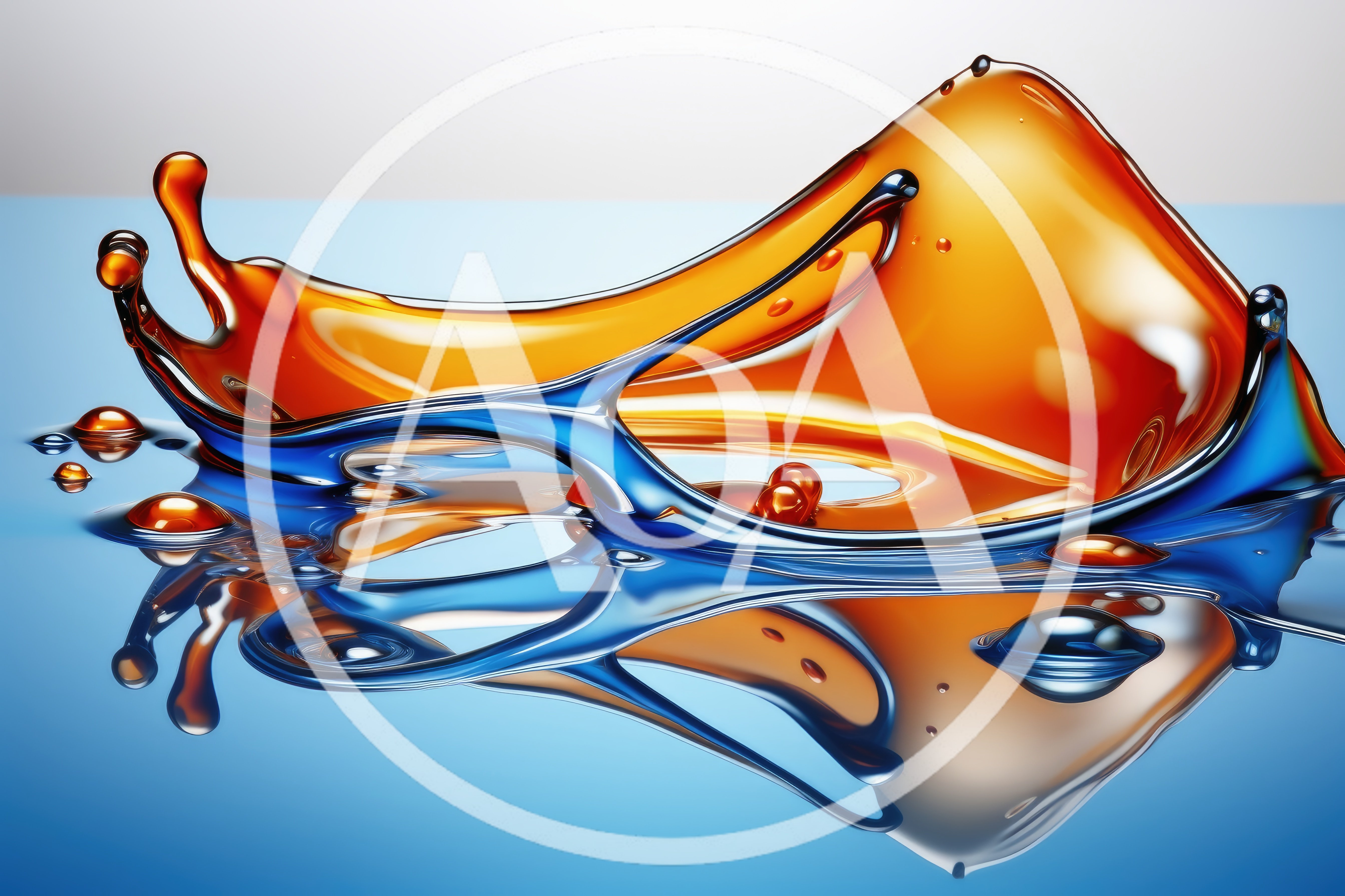 Abstract Liquid Splash Of Orange And Blue Fluids