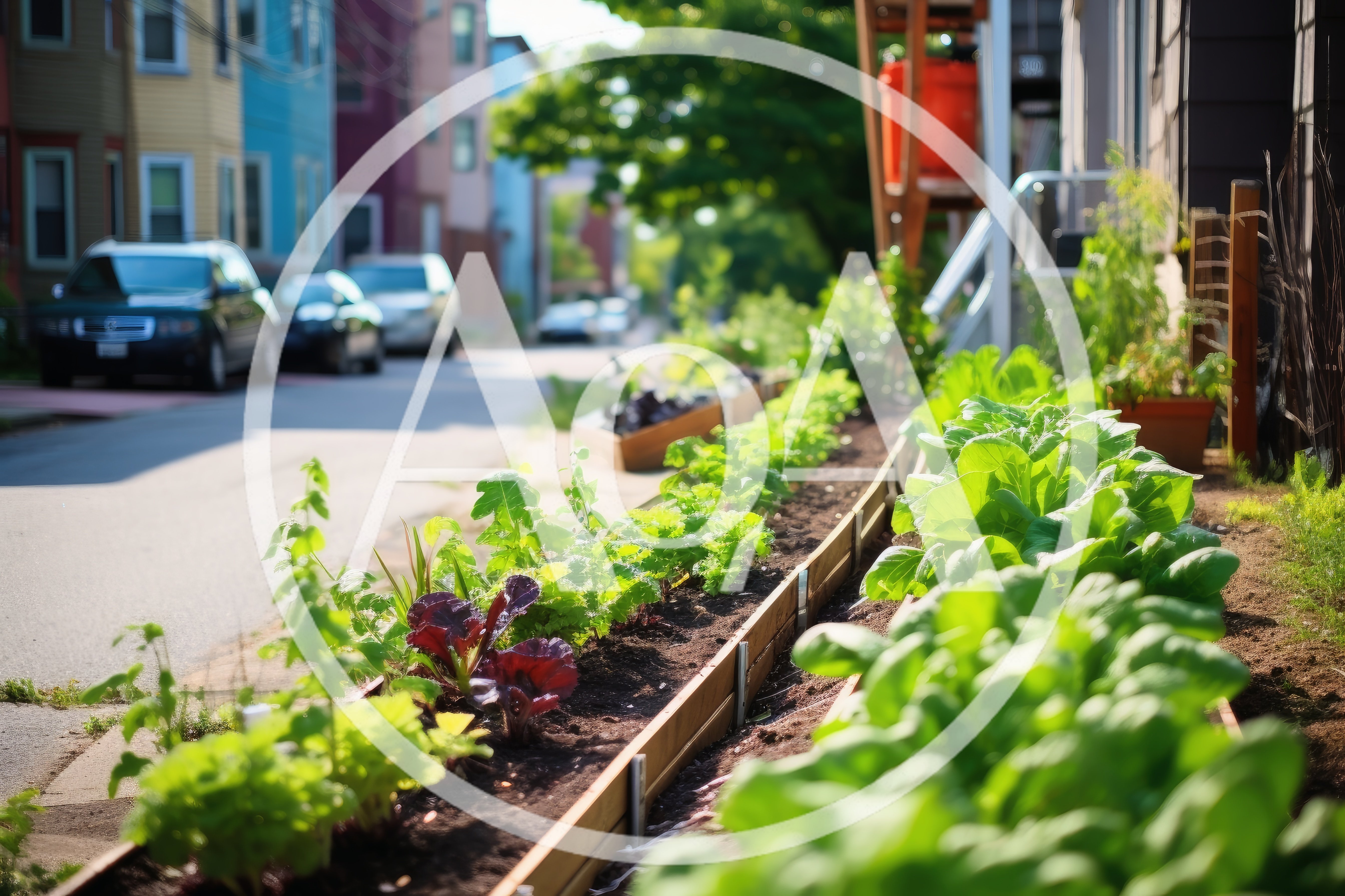 Urban Vegetable Garden Along A Residential Street
