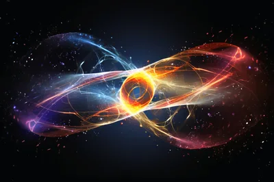 Abstract Infinity Loop With Glowing Energy Particles