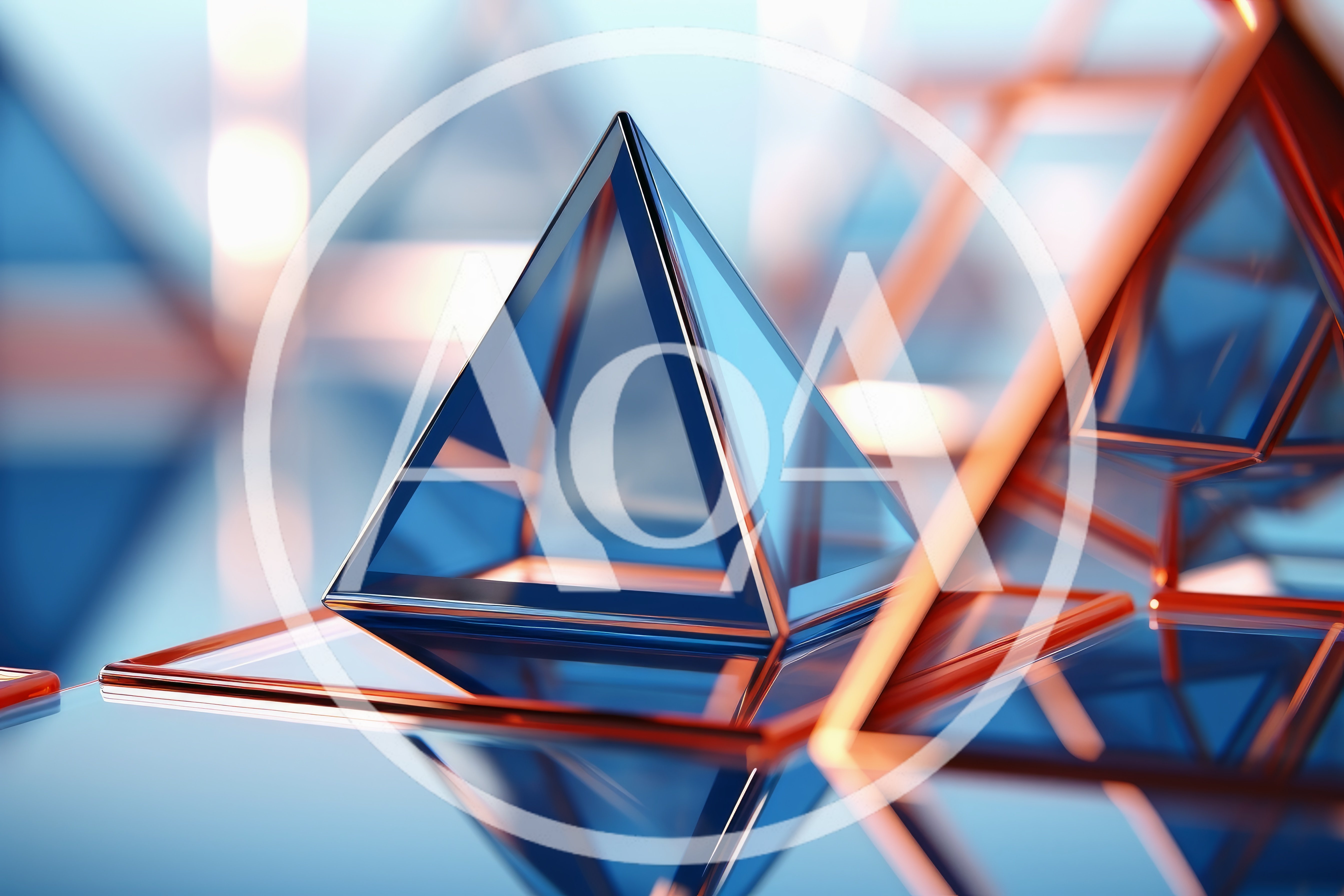 Abstract Glass Pyramid Structures With Copper Frames